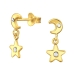 Ohrringe Ohrstecker 925 Sterling Silber vergoldet Ohrhänger Mond und Stern mit Kristallen