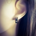 Edelstahl Scharniercreolen Ohrringe 13mm mit schwarzen Streifen
