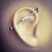 Industrial Ohrpiercing 925 Sterling Silber mit Zirkoniasteinen