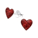 Ohrringe Ohrstecker 925 Sterling Silber mit Glitter-Herz in pink oder rot