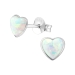 925 Sterling Silber Ohrstecker Herz synthetischer Opal in verschiedenen Farben