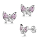 Ohrringe Ohrstecker 925 Sterling Silber Schmetterling mit Zirkonia in verschiedenen Farben