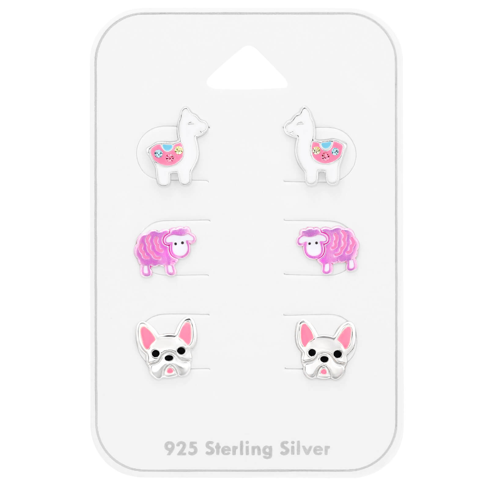 Schaf Ohrringe 925 Bulldogge Französischer Sterling Silber Ohrstecker mit Alpaka, & Set Kinder