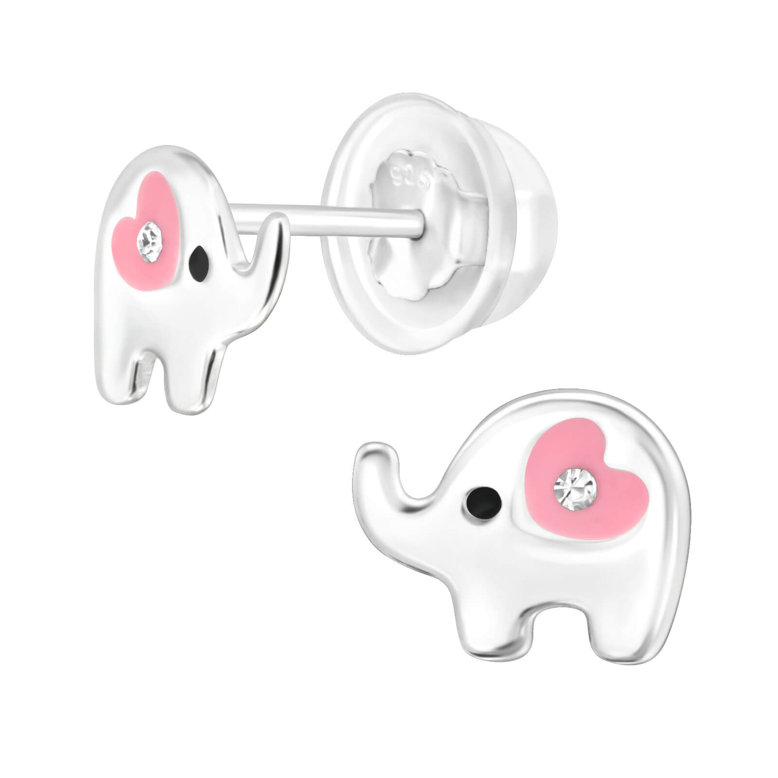 mit Sterling Ohrstecker Herz und Silber Kristall 925 Elefant Kinder Ohrringe