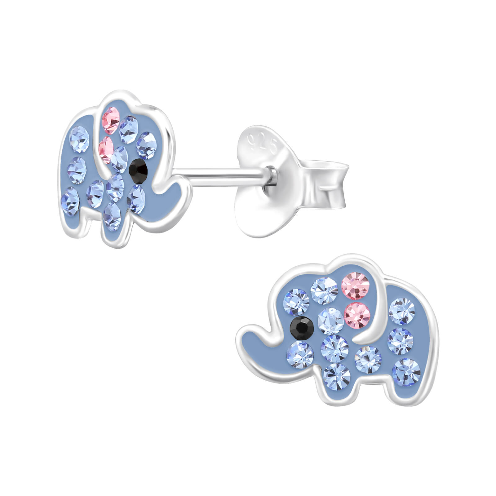 Kinder Elefant Ohrringe Ohrstecker 925 Sterling Silber mit Kristallen