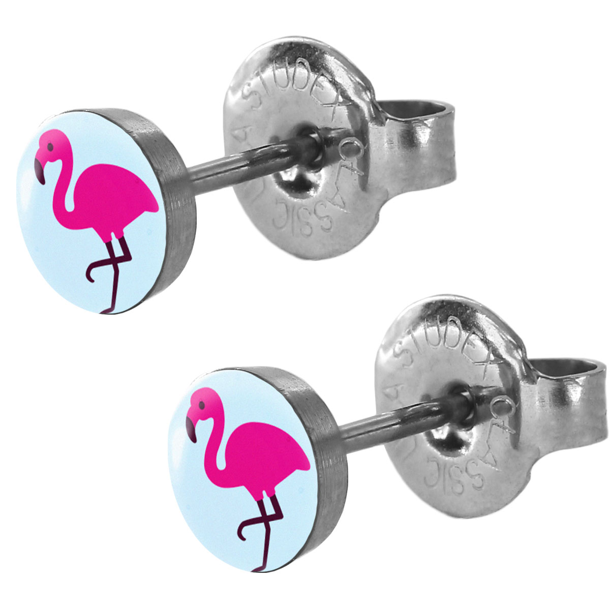System mit Studex Erstohrstecker 75 Chirurgenstahl Flamingo