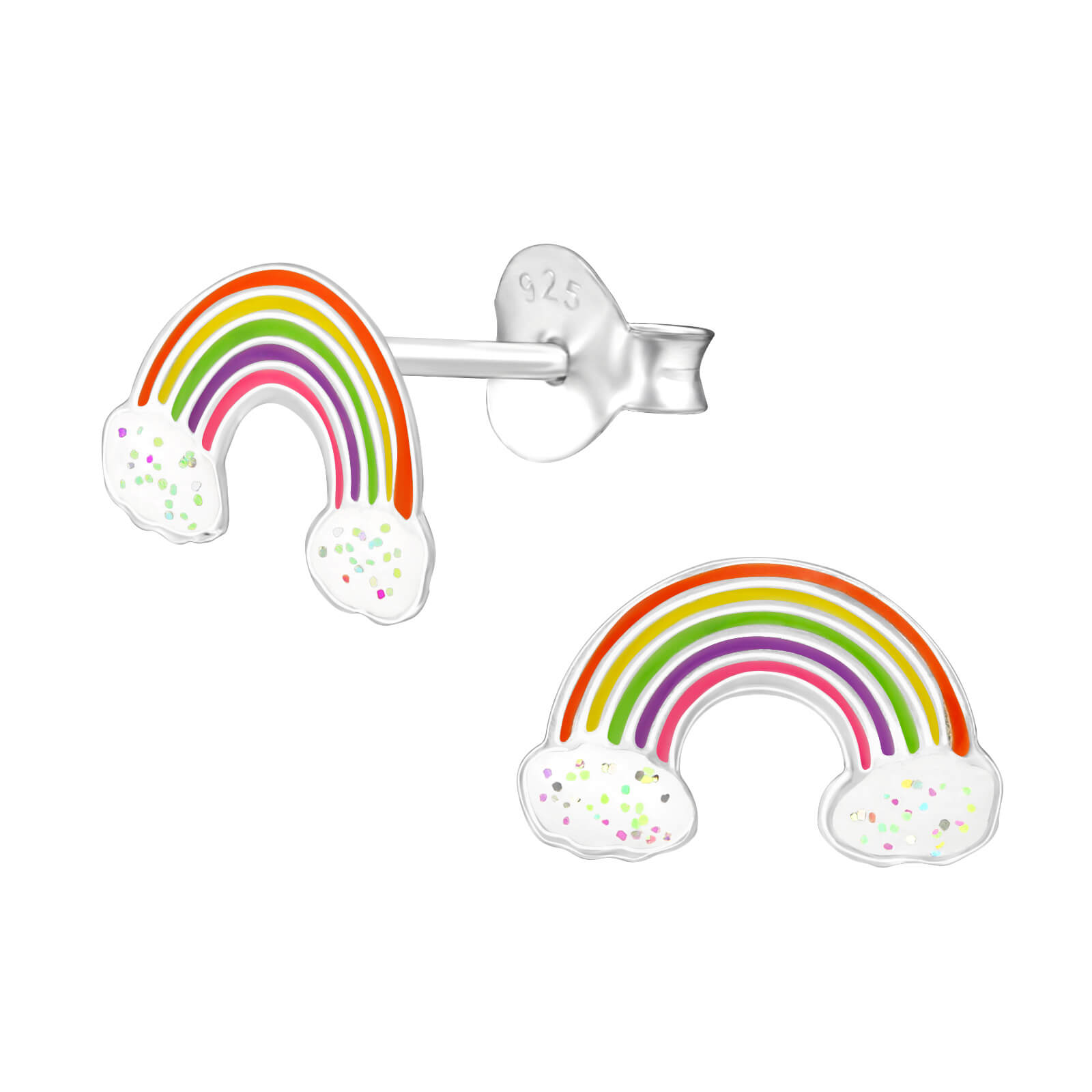 Regenbogen Ohrringe 925 Sterling Silber Ohrstecker