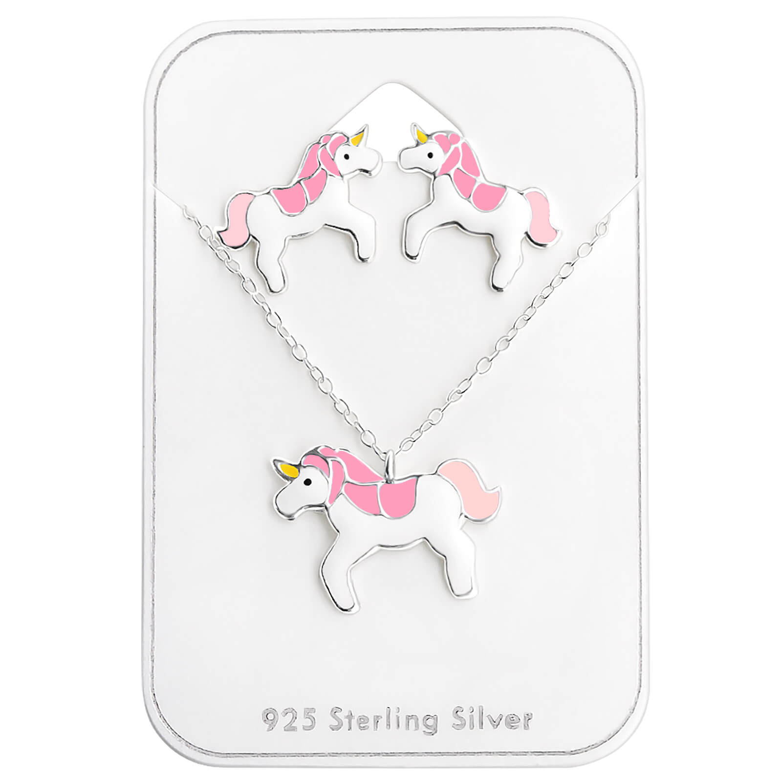 Sterling Einhorn Kette 925 Ohrstecker mit Ohrringe Set Silber