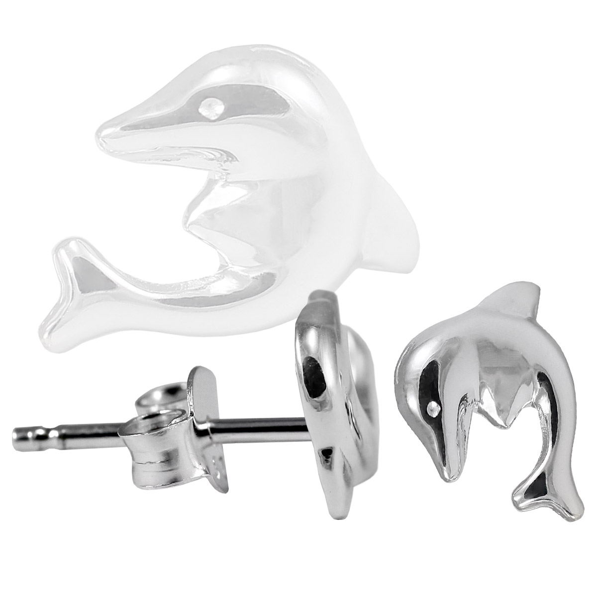Ohrringe Silber - Delfin Ohrstecker mit Delfine