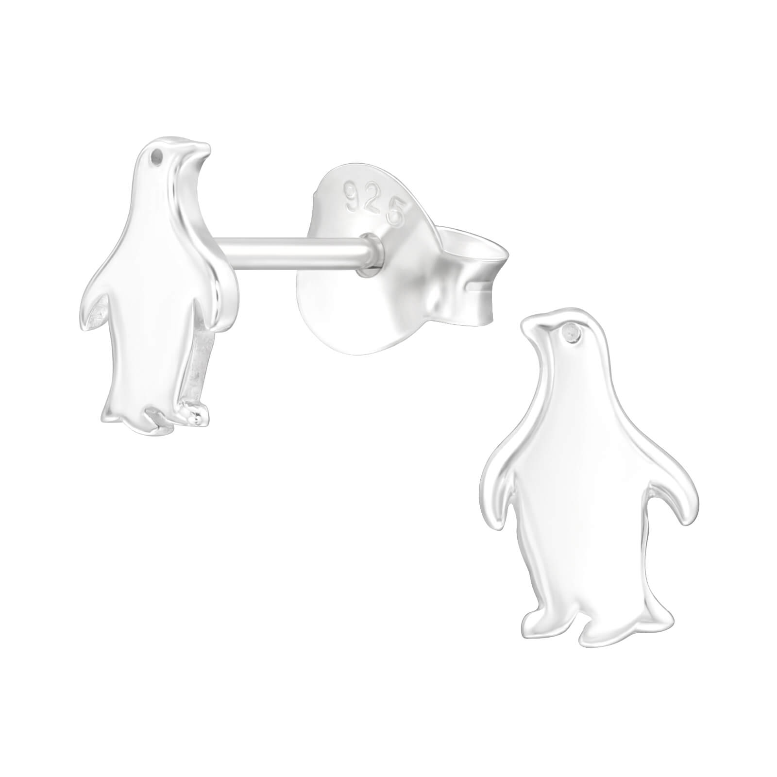 Kinderohrstecker Ohrringe 925 Sterling Silber mit Pinguin | Ohrstecker