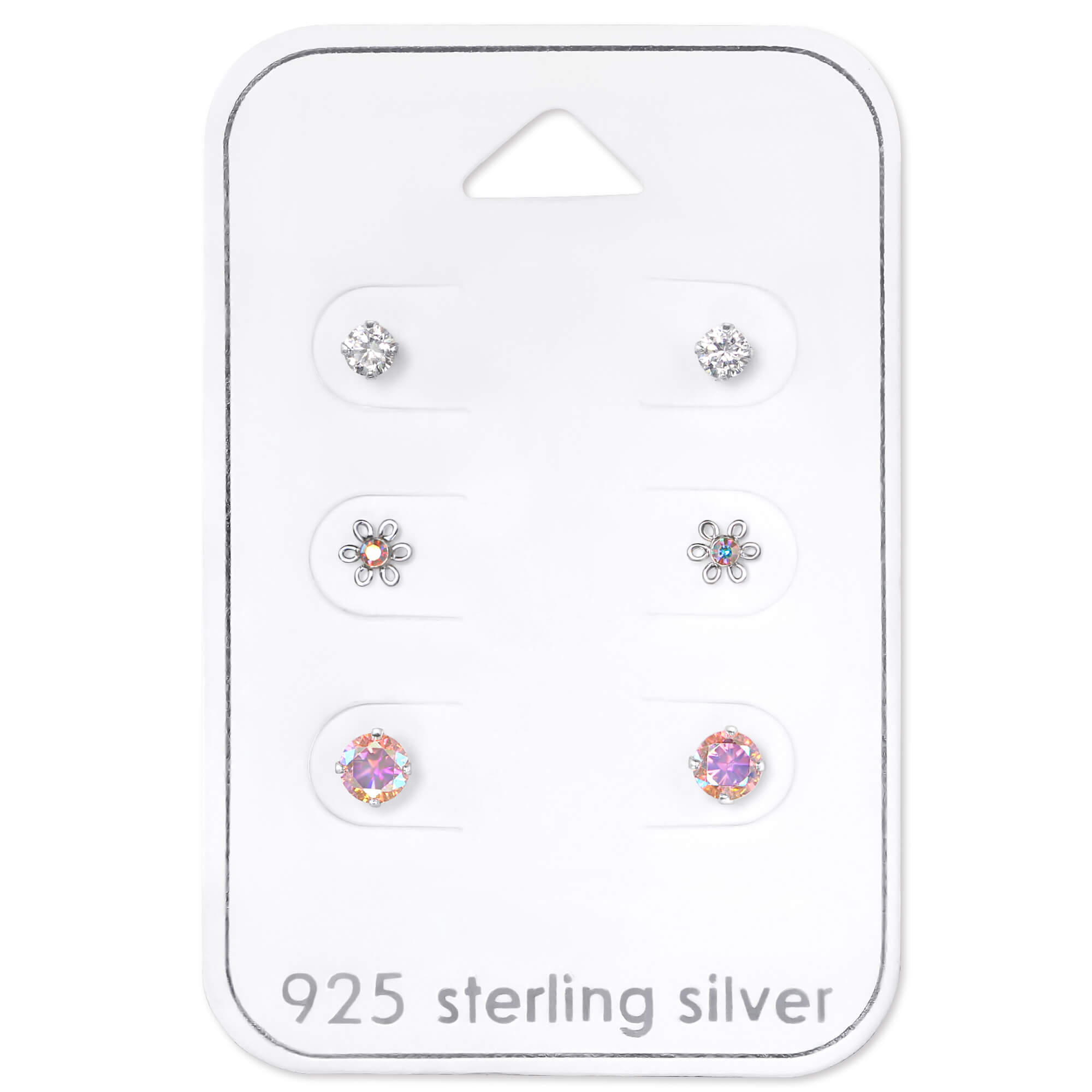 Ohrstecker Set 925 Sterling Silber Blumen