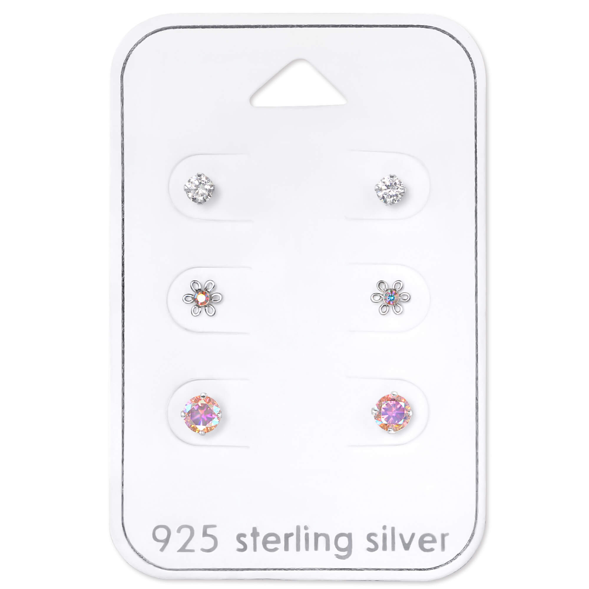 Set Silber 925 Ohrstecker Sterling Blumen