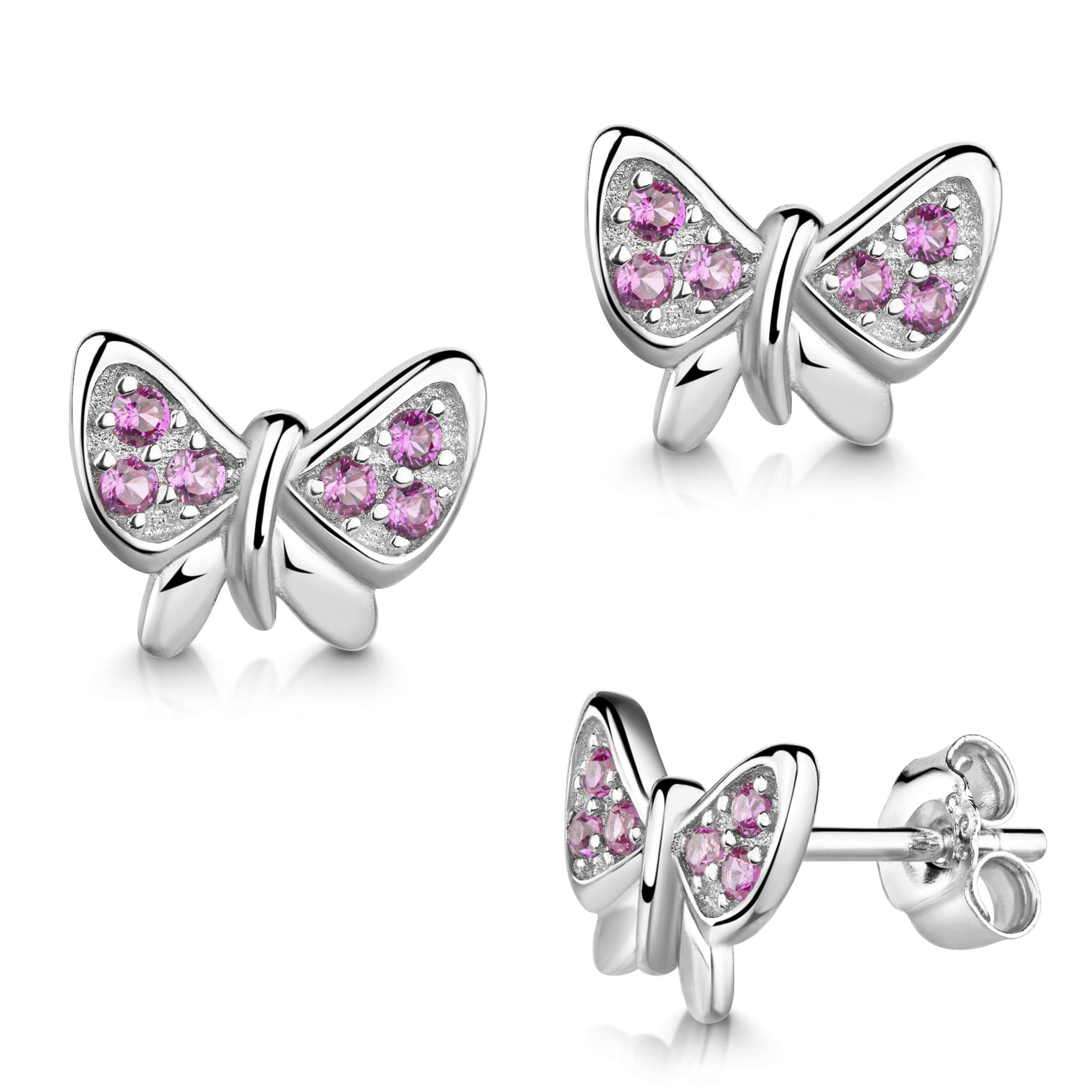 Farben 925 Ohrringe Zirkonia Ohrstecker in Sterling verschiedenen Silber mit Schmetterling