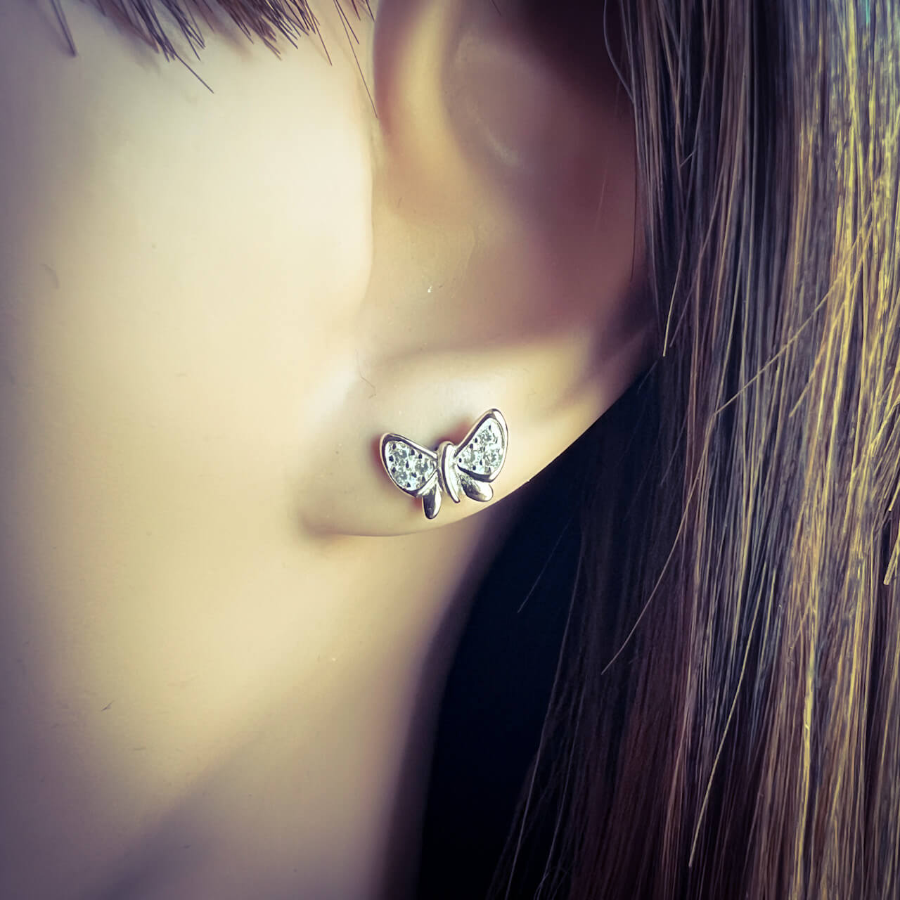Ohrringe mit Ohrstecker Sterling Zirkonia verschiedenen in 925 Silber Schmetterling Farben