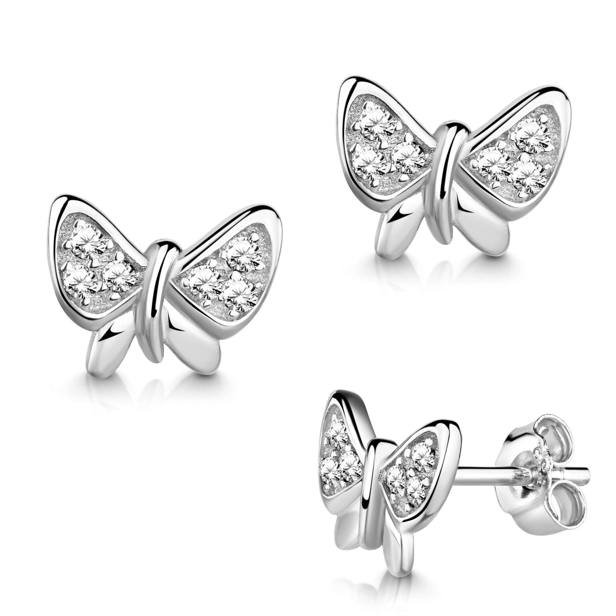 Ohrringe Ohrstecker 925 Sterling Silber Schmetterling mit Zirkonia in  verschiedenen Farben