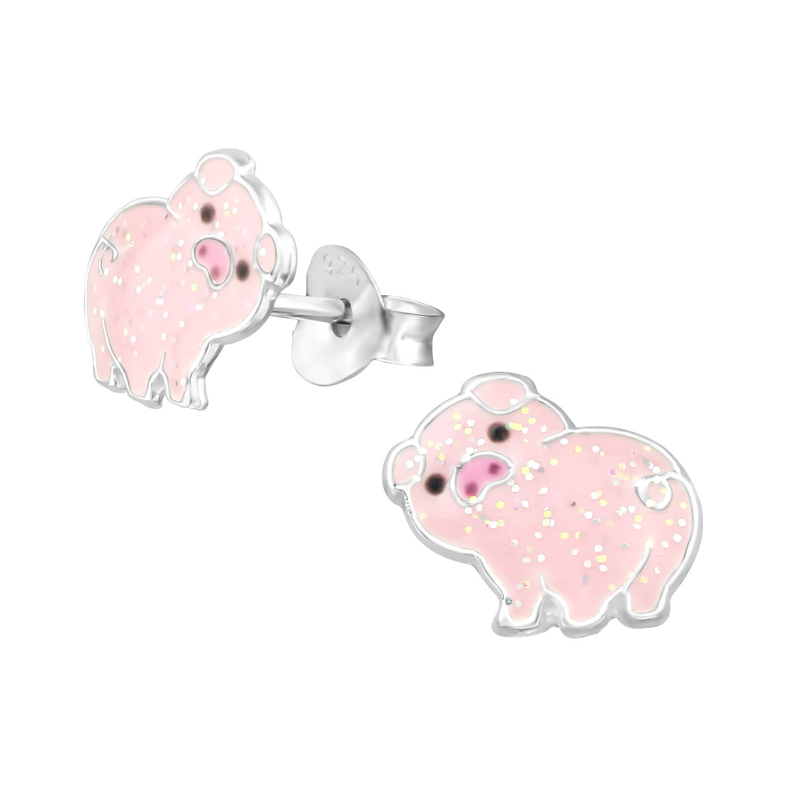 Ohrstecker 925 Sterling Silber rosa Schweinchen