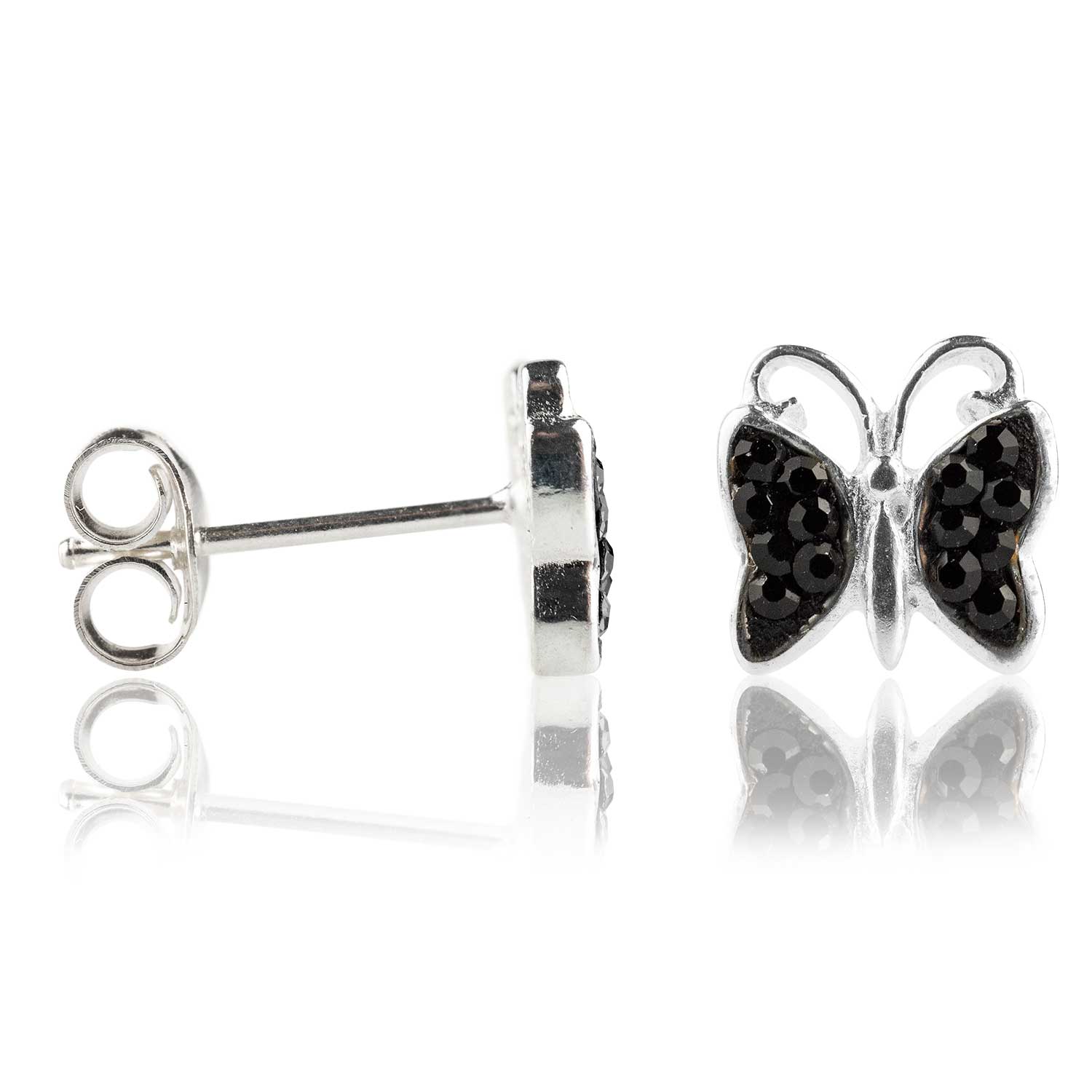 Ohrstecker 925 Sterling Silber Schmetterling mit Zirkonia in verschiedenen  Farben