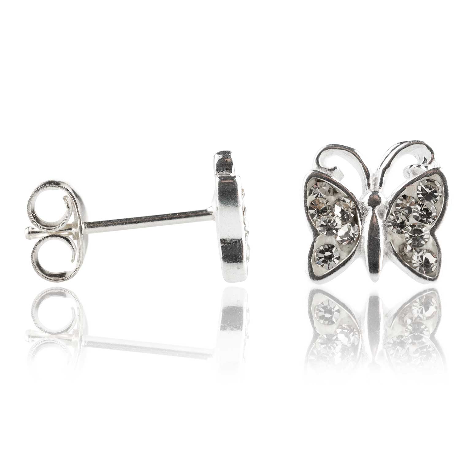 Ohrstecker 925 Sterling Silber Schmetterling mit Zirkonia in verschiedenen  Farben