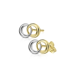 Ohrringe Ohrstecker 333 Gelbgold bicolor mit Ringen