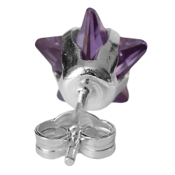 Ohrstecker 925 Sterling Silber mit Zirkonia Stern in lila