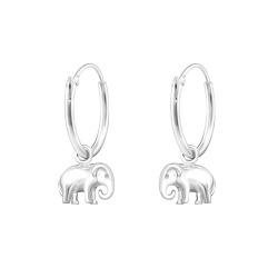 Creolen Ohrringe 925 Sterling Silber mit Elefant