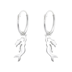 Creolen Ohrringe 925 Sterling Silber mit Meerjungfrau