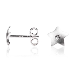Ohrstecker 925 Sterling Silber Stern mit kleiner geschliffener Blume
