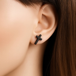 316L Chirurgenstahl Ohrringe Ohrstecker schwarz mit Kreuz