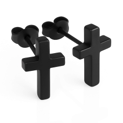 316L Chirurgenstahl Ohrringe Ohrstecker schwarz mit Kreuz