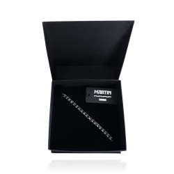 MARTIN1985 Modisches Dehnbares Damen Armband 316L Chirurgenstahl mit schwarzen Kristallen mit Geschenkverpackung
