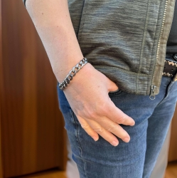 MARTIN1985 Panzerketten Armband 316L Chirurgenstahl 19cm Karabinerverschluss Unisex Damen Herren mit Geschenkverpackung