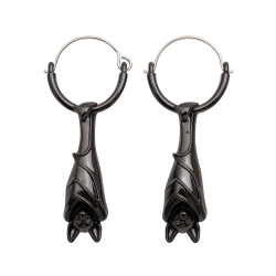 Fledermaus Ohrhänger 316L Chirurgenstahl Creolen Ohrringe mit Flughund schwarz