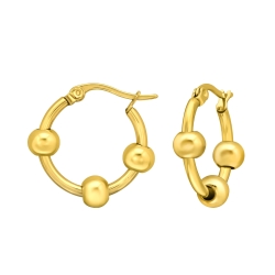 Chirurgenstahl Creolen Ohrringe 20mm mit Kugeln silber oder goldfarben