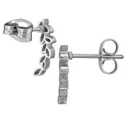 Ohrringe 316L Chirurgenstahl Ohrstecker Zweig mit Blättern silber