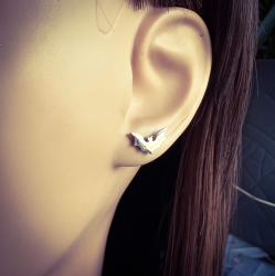 Ohrringe Ohrstecker 316L Chirurgenstahl mit Fledermaus in silber
