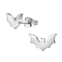 Ohrringe Ohrstecker 316L Chirurgenstahl mit Fledermaus in silber