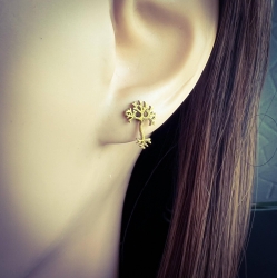 Ohrringe Ohrstecker 316L Chirurgenstahl mit Lebensbaum goldfarben