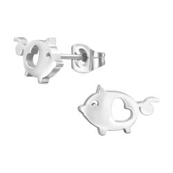 Ohrringe Ohrstecker 316L Chirurgenstahl Schwein mit Herz
