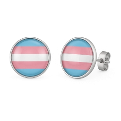 Flaggen Ohrringe Ohrstecker 316L Chirurgenstahl Transgender Fahne
