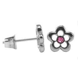 Ohrstecker Chirurgenstahl Blümchen mit Zirkonia pink