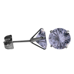 Ohrstecker Chirurgenstahl rundem Glaskristall in hellem lila 8mm