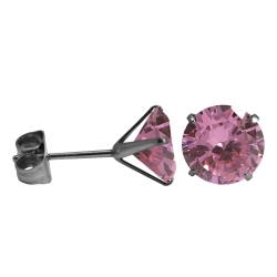 Ohrstecker Chirurgenstahl rundem Glaskristall in pink 6mm