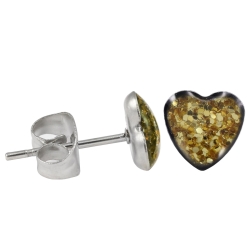 Ohrstecker Chirurgenstahl glitzerndes Herz Gold