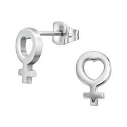 Ohrstecker 316L Chirurgenstahl Herzkreuz in silber