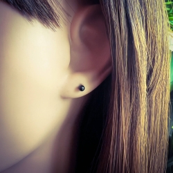 Ohrringe Ohrstecker Titan mit schwarzer Kugel 3mm