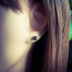 Ohrringe Ohrstecker Titan mit schwarzer Kugel 5mm