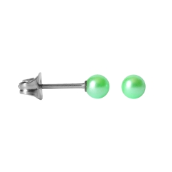 Chirurgenstahl Ohrstecker mit synthetischer Perle grün 4mm
