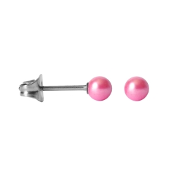 Chirurgenstahl Ohrstecker mit synthetischer Perle pink 6mm
