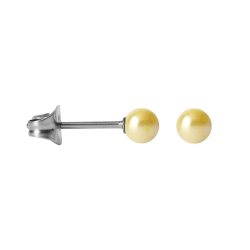 Chirurgenstahl Ohrstecker mit synthetischer Perle gelb 6mm