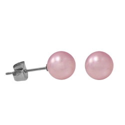 Ohrstecker 316L Chirurgenstahl mit synthetischer Perle in pink 5mm